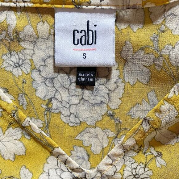 CAbi Amelia Gather‎ V Neck Hi Lo Floral Sheer Top S - Picture 7 of 14